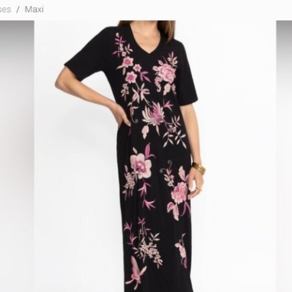 Johnny Was-TRAPUNTO V-NECK KNIT DRESS - ROSALY-PXXL - Picture 1 of 3